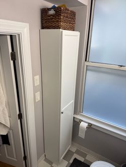 Tall White Storage Cabinet with Door