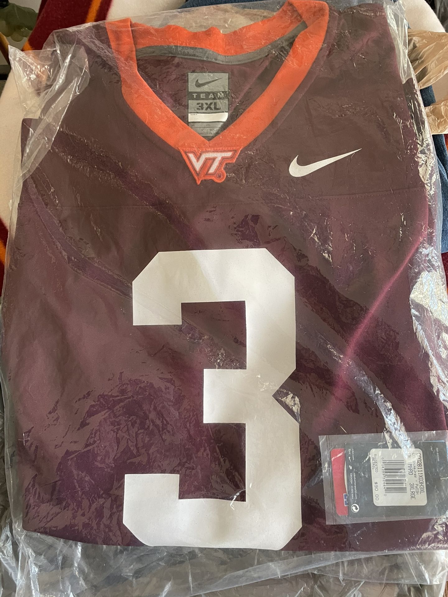 VA TECH Men’s  NIKE JERSEY $90. NWTs