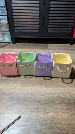 Set of 4 Colorful 5x5 In Storage Bins