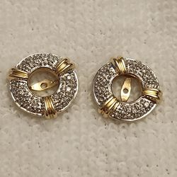 14kt Yellow + White Gold  Diamonds Jackets  Earrings 