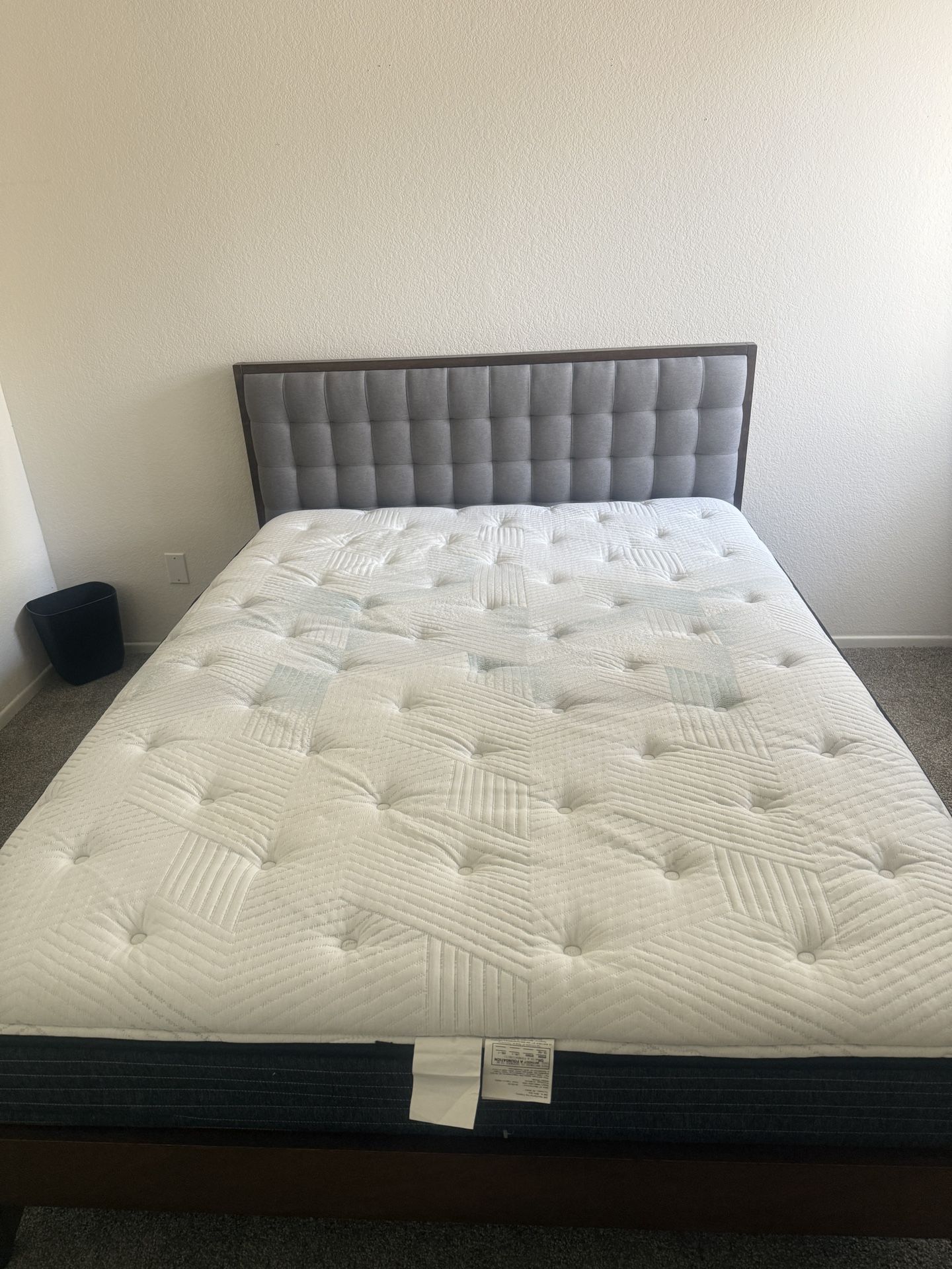 Queen Size Mattress & Walnut Bed Frame (sold Together Or Separate)