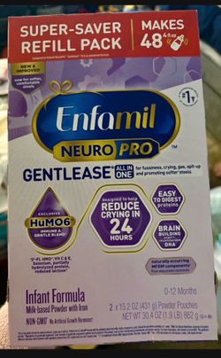Gentlease Neuropro enfamil refill box 30oz - 2 bags powder formula