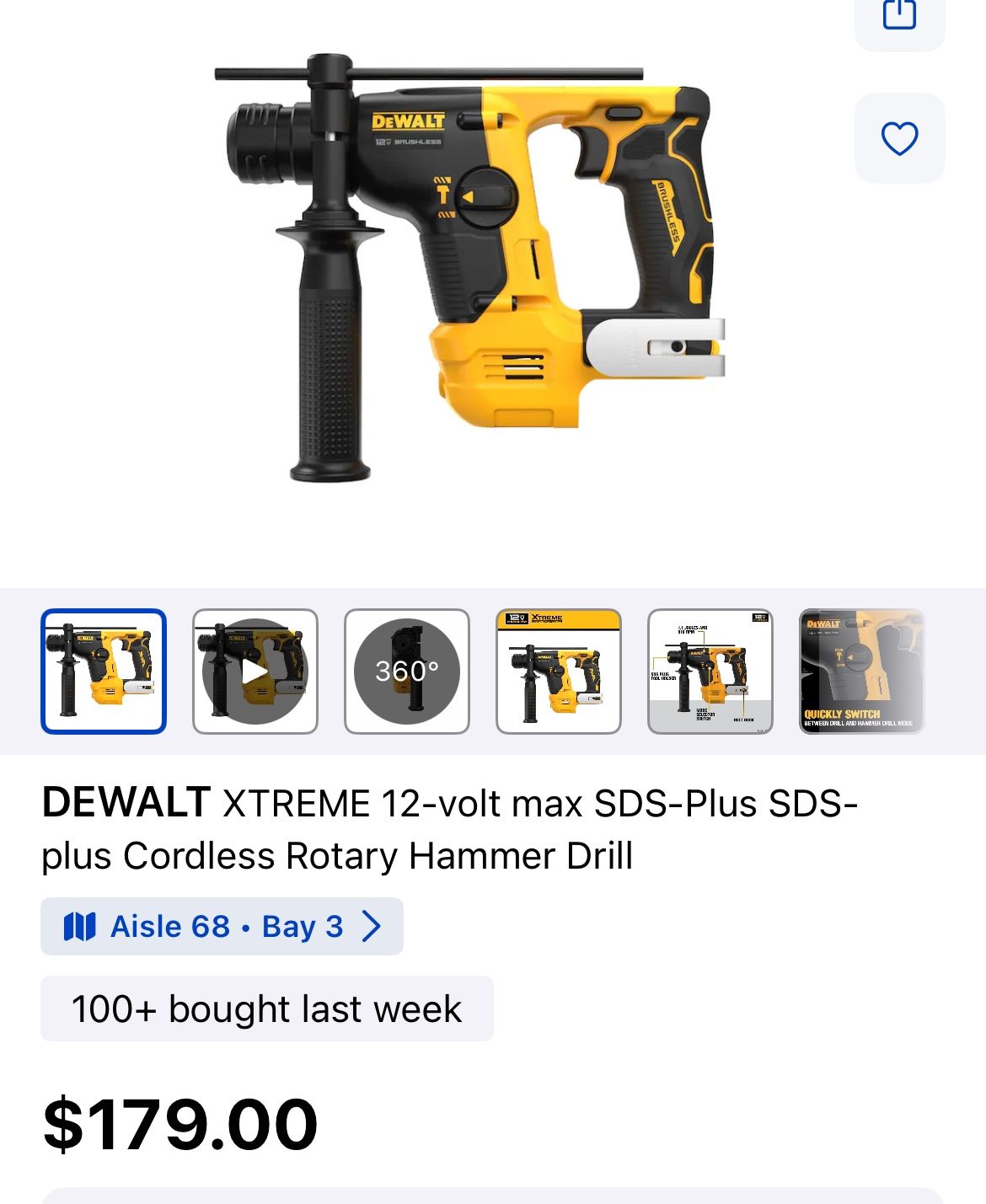 DEWALT XTREME 12-volt max SDS-Plus SDS-plus Cordless Rotary Hammer Drill