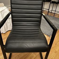 Pottery Barn Black Leather Office Chair