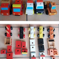 5-pc Melissa & Doug Wooden Stacking Vehicles Age 3+