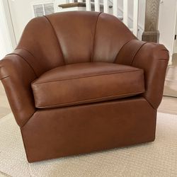 ETHAN ALLEN Leather Swivel Chair 