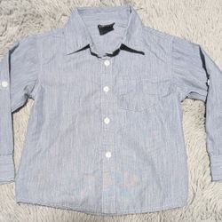 Size 4T Toddler Boys Striped Shirt Casual Long Sleeve Blue