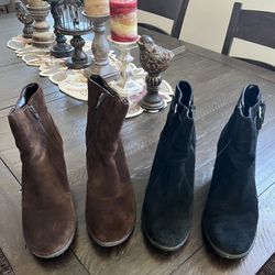 Suede Boots: 2 Pair (Black & Brown); Size 10B (Medium)