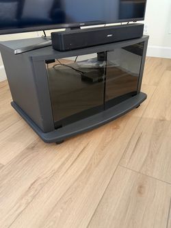 Black Glass Door TV Stand Media Console
