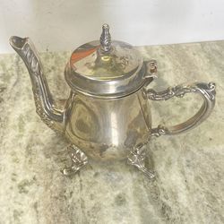 Vintage Silver Teapot Coffee Pot 5” Tall Antique Great Condition Hinges