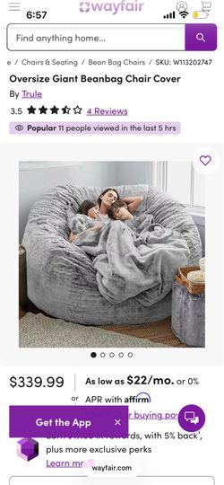 Grey Oversized Giant Bean Bag (LIKE NEW) $150