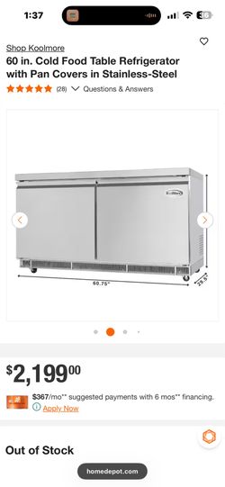 2 60 in. Cold Food Table Refrigerator with Pan Covers in Stainless-Steel