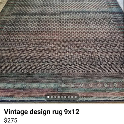 Vintage design rug 9x12