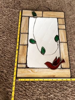 Vintage picture stained glass with lead mirror decor