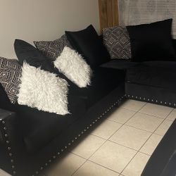 Sectional Black Suede Sofa 9x6x3.5