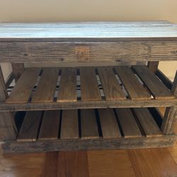 Farmhouse Rustic Side Bench with Shelf - Mint Condition