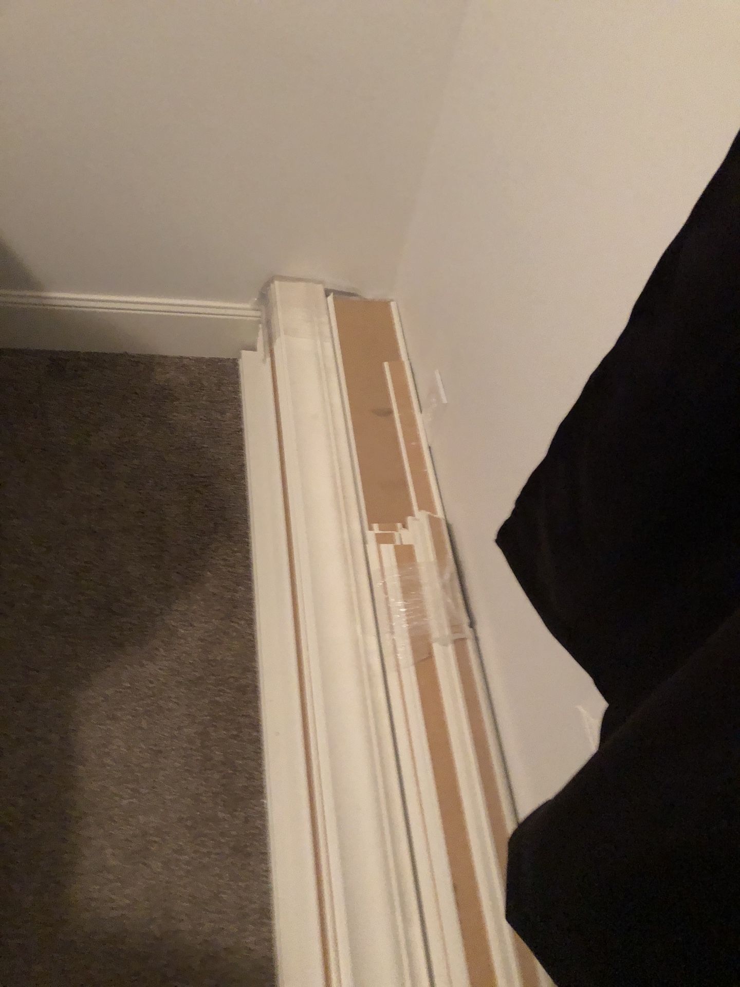 MDF baseboard trim 6.5” ,door/window trim 2.25” and Crown molding