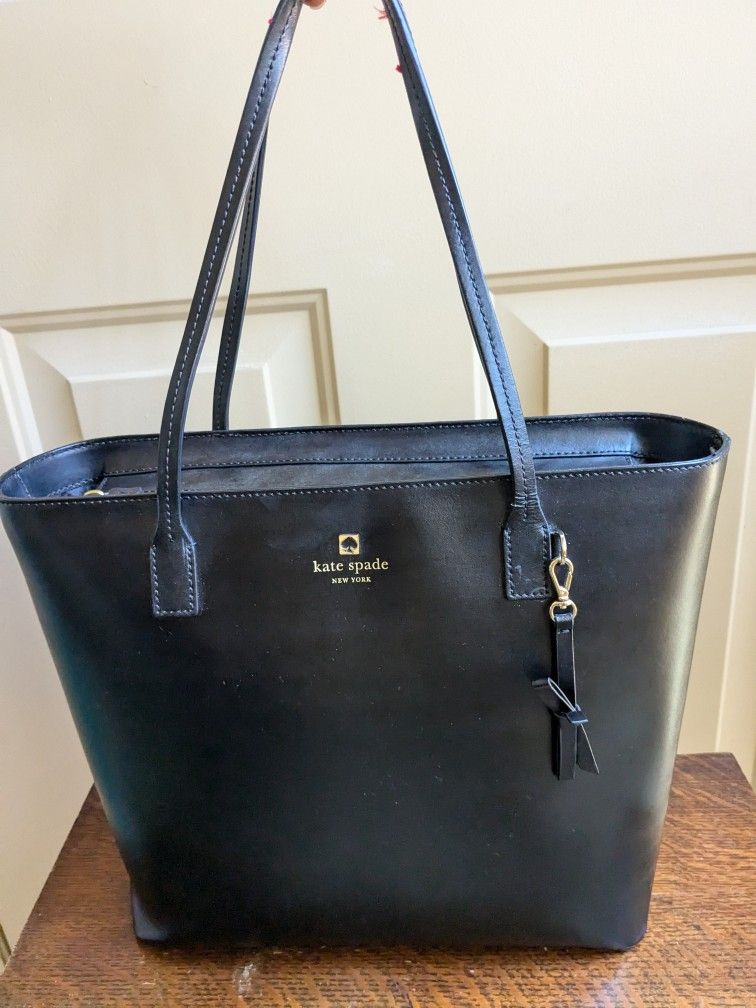 Kate Spade Black Leather Tote Bag And Wallet
