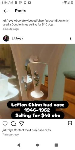 Pink With Flowers Bud Vase Lefton China