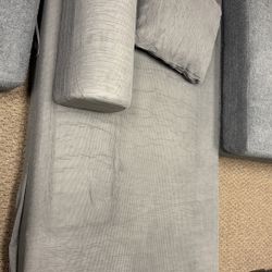 77" Floor Couch with Pillow - Corduroy Fabric & High-Density Sponge & Fixed-Shape Frame, Modular Sofa for Living Room/Lounge/Studio, Dark Grey