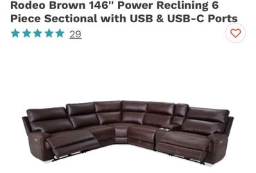 Rodeo Brown 146" Power Reclining 6-Piece Sectional