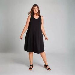 Lane Bryant Crochet-Back Swing Dress Dress (Black)