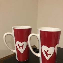 Two Hugs And Kisses Mugs Red and white $20