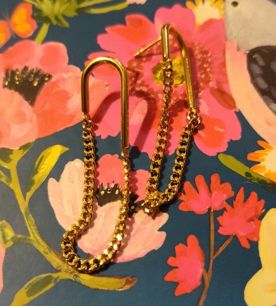 Women's Half Chain Hoop Earring