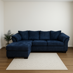 Black Dark Green Couch with Reversible Chaise