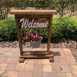 Porch Welcome Sign and Plant Hanger