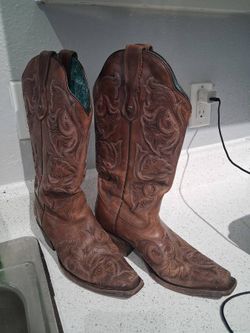 Corral Women's Whiskey Brown Embroidered Leather Cowboy Boots Size 8
