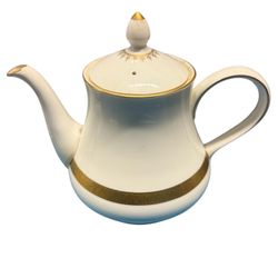 Vintage Wedgwood Adelphi White China Gilt Edge Gold Band Teapot