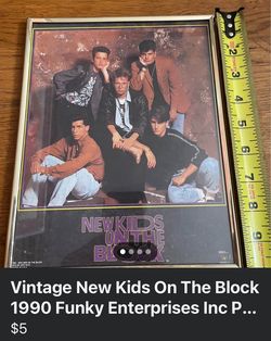 Vintage New Kids On The Block 1990 Funky Enterprises Inc Poster Original Frame
