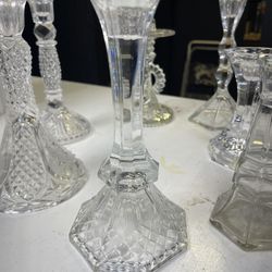 7 Antique Cristal/glass Candle Holders 