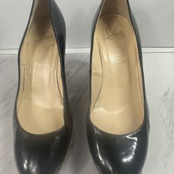 Christian Louboutin  Patent Leather Cork Wedges Size 38 1/2