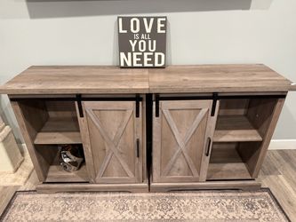 Farmhouse TV Stand with Sliding Barn Doors