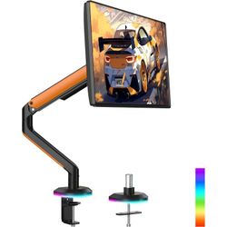 Vesa Monitor Arm Desk Mount with RGB, up to 32 inches and 19.8 lbs (Black/Orange)