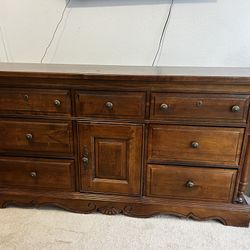 Wooden dresser along with mirror 