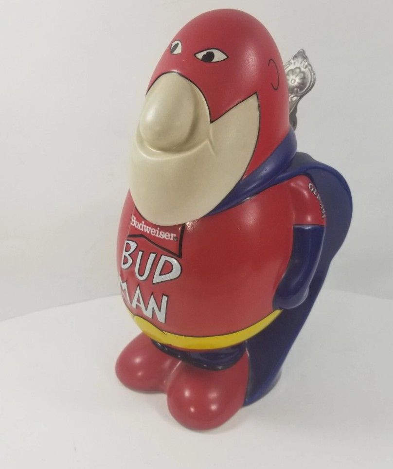Vintage Budman Budweiser Stein, Collectable 80's Ceramic