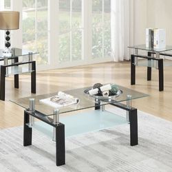 Black 3Pcs Coffee Table Set