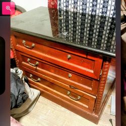 Mahogany Dresser w/Real Black Marble Top 