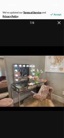 Vanity, Mirror, And Chairs Total 4 Pcs