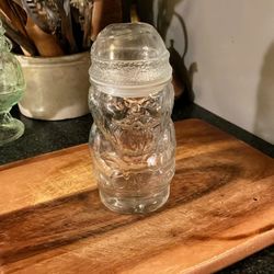 Libbey Christmas Santa Claus Glass Canister Candy Cookie Jar With Lid