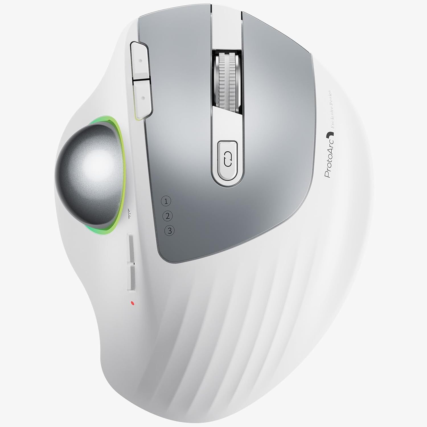ProtoArc Wire3less Blueto2oth Trackball Mouse, EM01 2.4G RGB Ergonomic Rechargeable Rollerball Mice, 3 Device Connection&Thumb Control