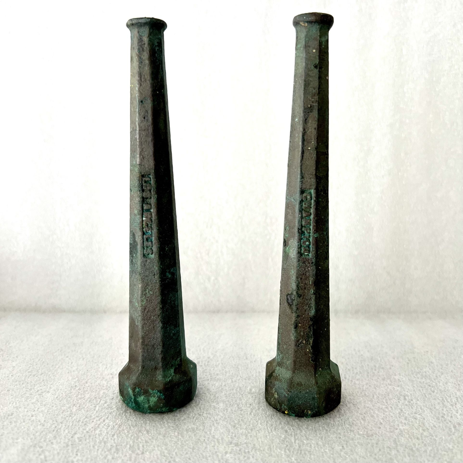 2 Vintage Brass Champion Los Angeles Hose Nozzles 6”