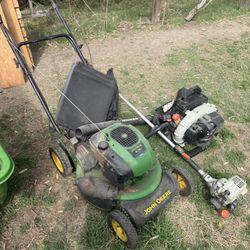 Mower, Blower And Weed Wacker Lot 