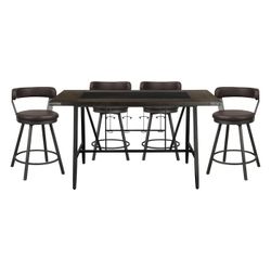 Brand New Brown/Gray Counter High Bar Table (71" x 38" x 36"H) + 4 Stools