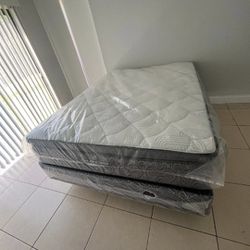 QUEEN Size Mattress Pillow With Box spring NEW Bedroom Furniture QUEEN Size 