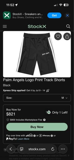 Palm Angels Logo Print Track Shorts used 3 times