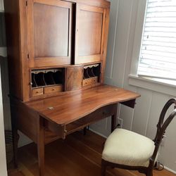 Beautiful, Handmade Antique Secretary and Chair 